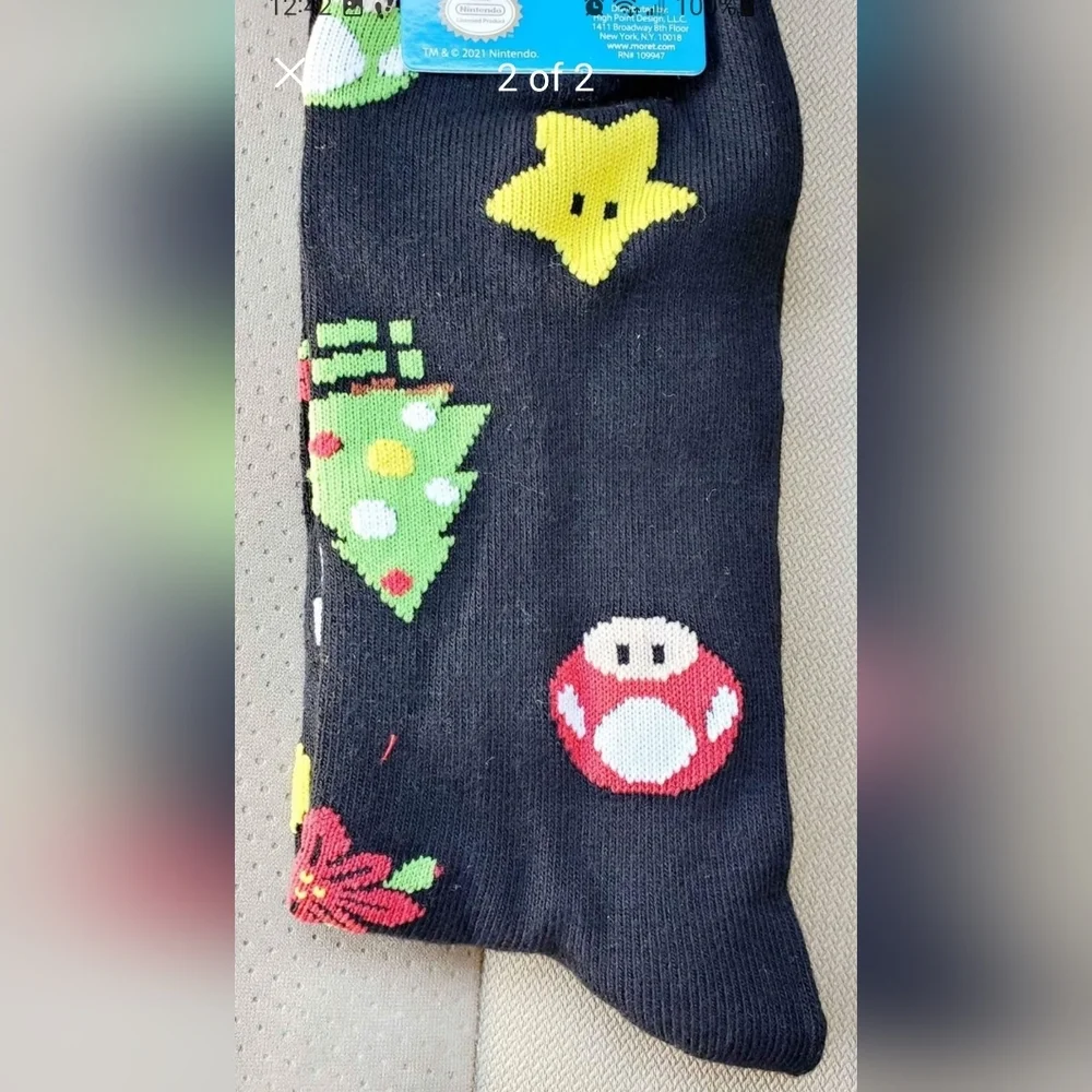 Super Mario Brothers Christmas Crew Socks 1‎ Pair New